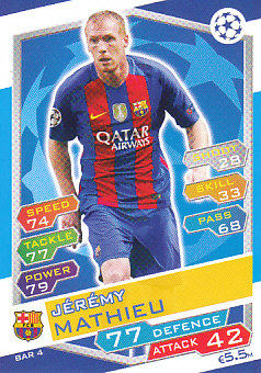 Jeremy Mathieu FC Barcelona 2016/17 Topps Match Attax CL #FCB04